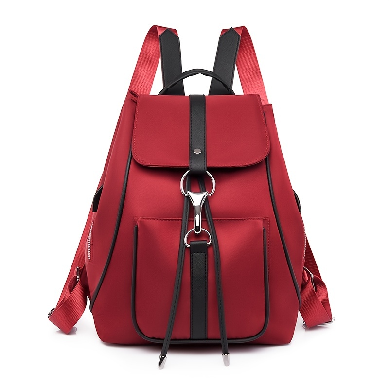Small Drawstring Backpack with Buckle Decor Flap