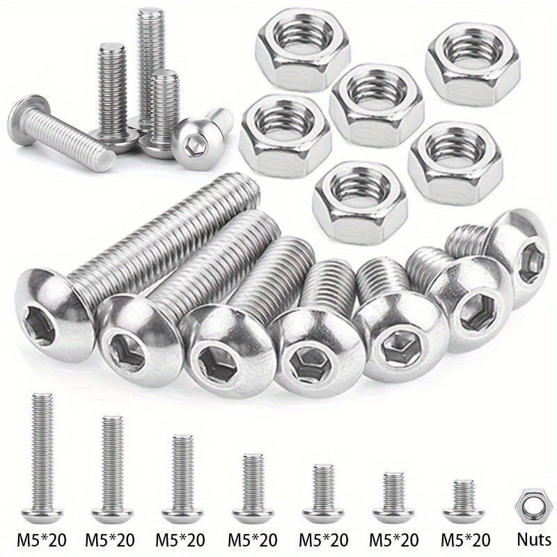 Stainless Steel Hexagon Round Head Bolt Nut Kit Hexagon - Temu