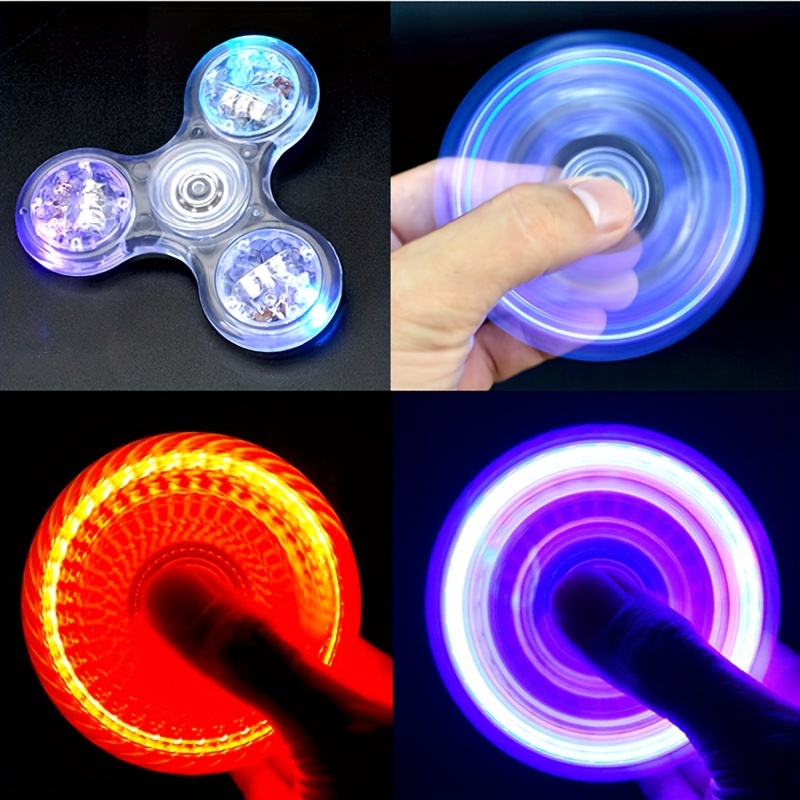Light Up Color Flashing LED Fidget Spinner Tri-Spinner Hand Spinner Finger  Spinner Toy Stress Reducer for Anxiety and Stress Relief - Blue