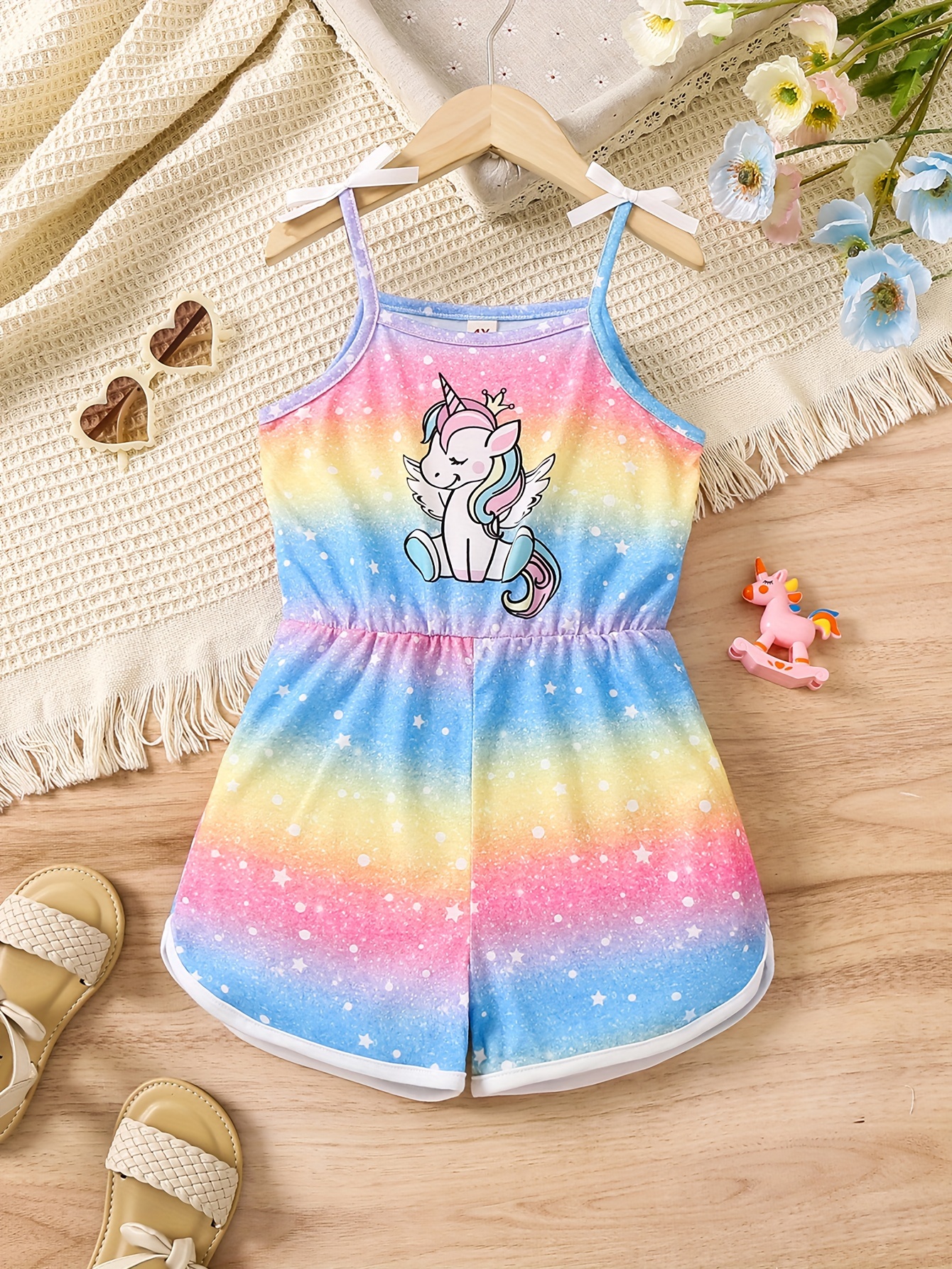 Girl's Tie Dye 2pcs, Hoodie & Pants Set, Cartoon Unicorn Print Casual  Outfits, Kids Clothes For Spring Fall