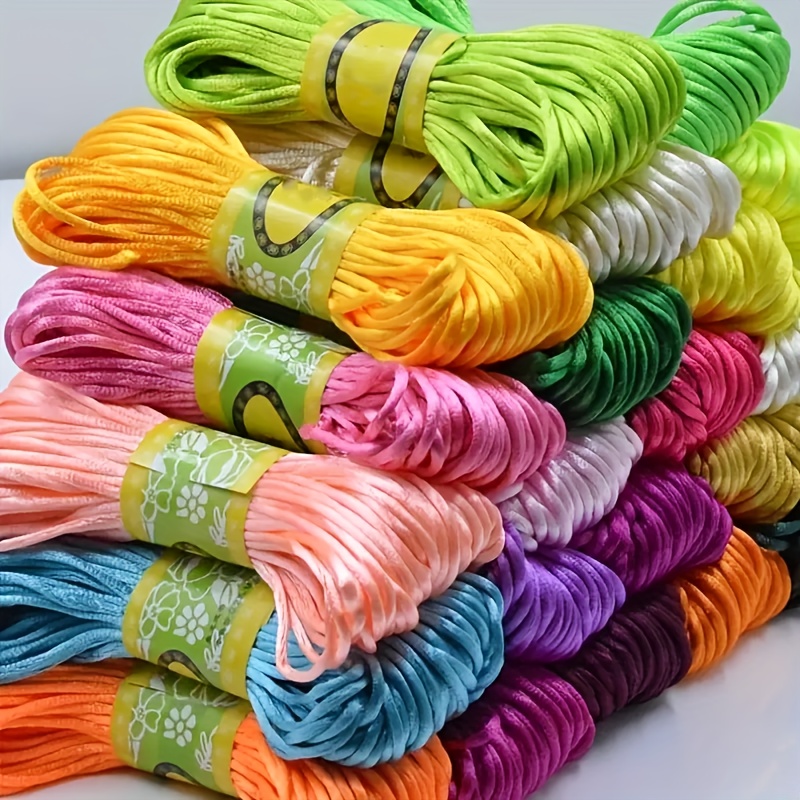 1Bag 10 bundles 131 Yards/120m 2mm Nylon String 10 Colors Chinese Knotting  Cord Lanyard String Macrame Thread Braided Beading Cord Keychain String for