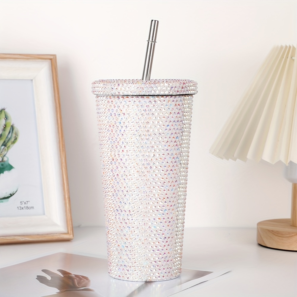 Shiny Glitter Tumbler With Lid And Straw Stainless - Temu