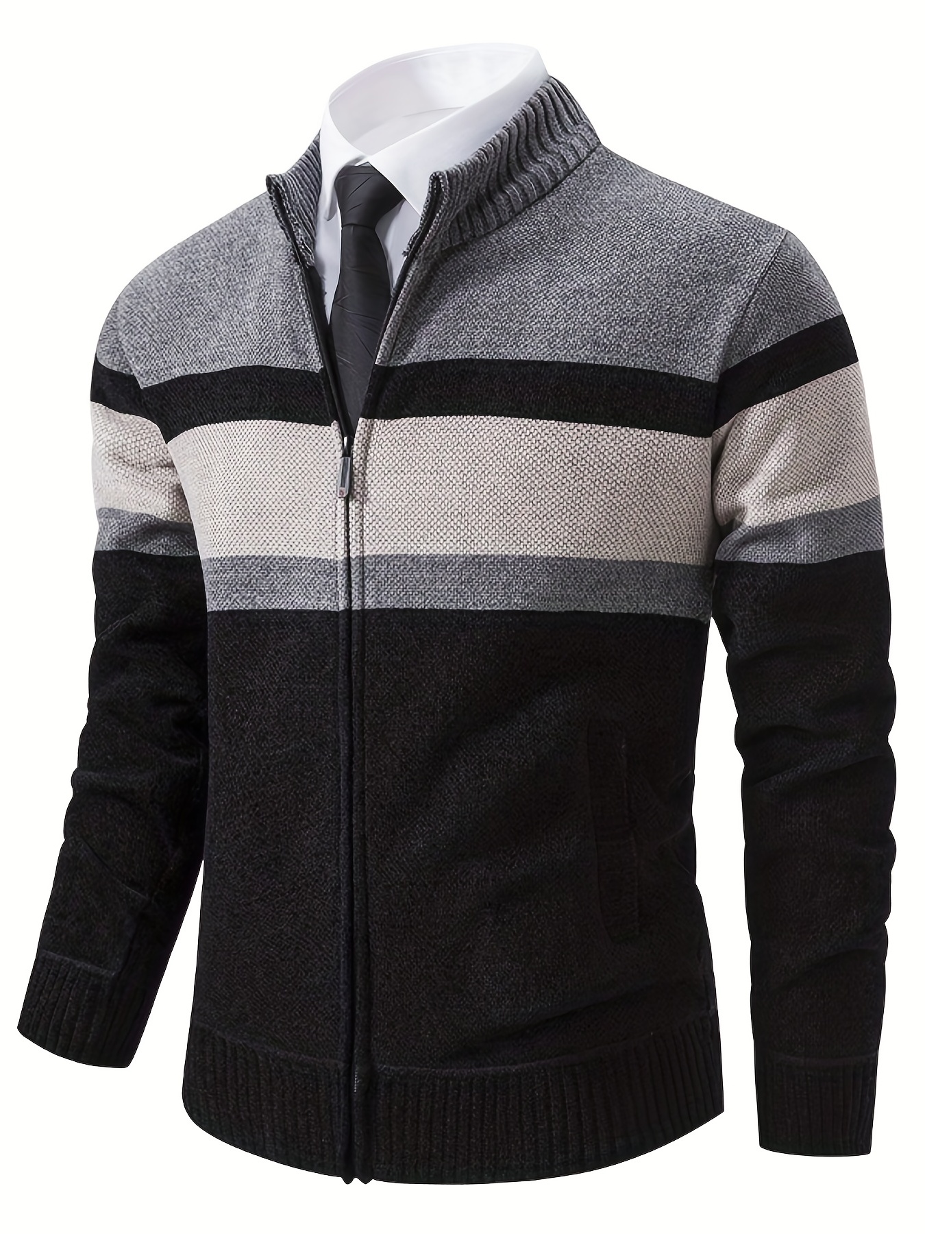 Mens black sales zipper cardigan