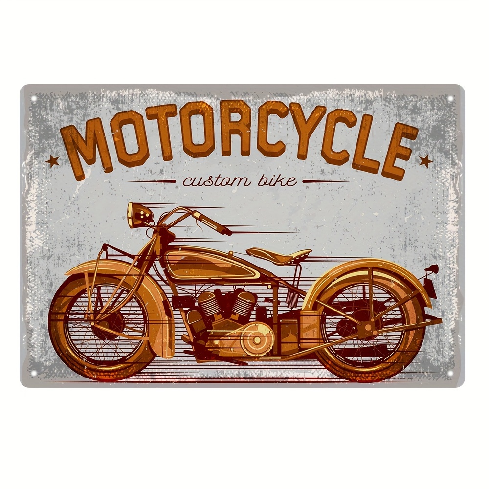 Plaque Métal Vintage Custom Motorcycles