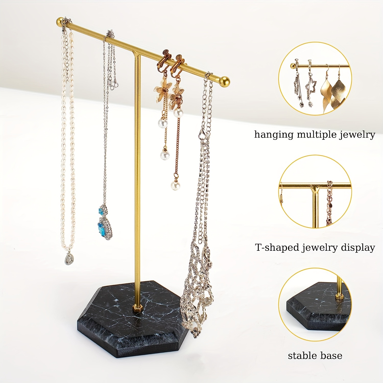 Dropship 3 Tier Gold Metal Tabletop Jewelry Display Tree Stand Organizer  Holder Rack Hanger Tower For Bracelet Necklace Accessories With Ring Tray  to Sell Online at a Lower Price