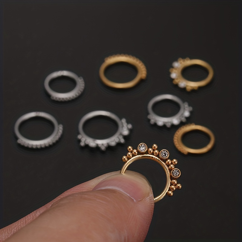 Men's 316L Stainless Steel Zircon Nose and Ear Piercing Ring
