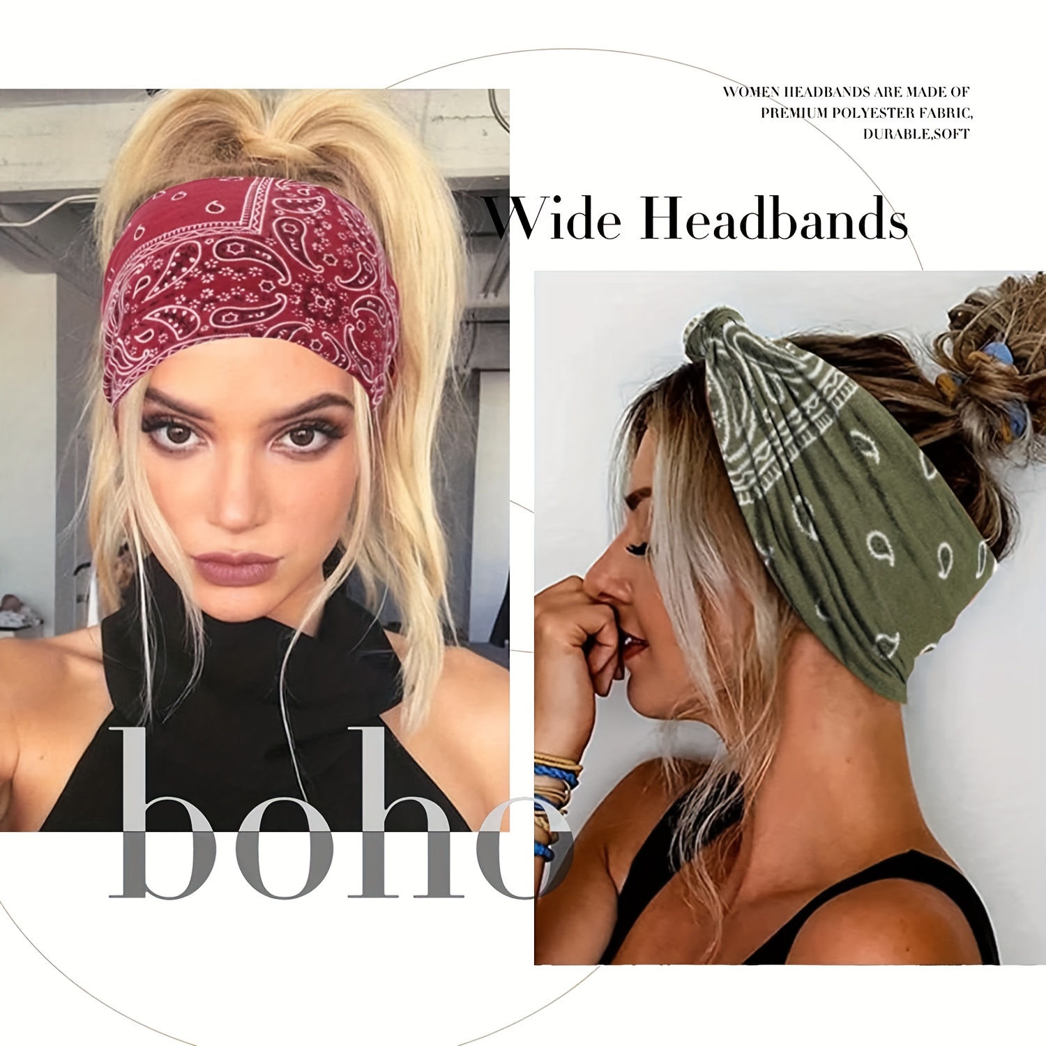  Let Party 8Pcs Wide Elastic Headband for Women Boho
