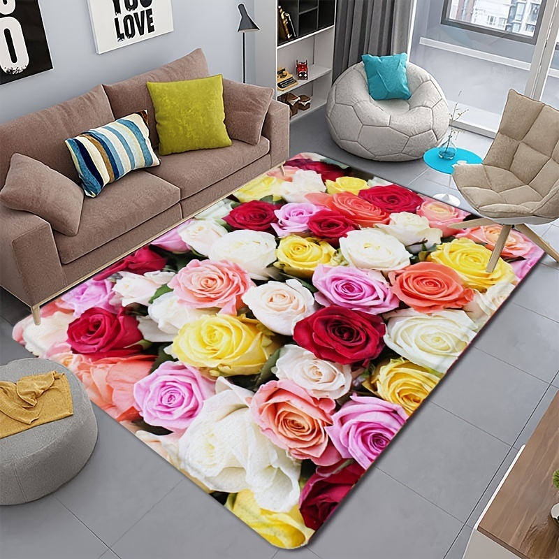 Rose Floor Mat, Bathroom Water Absorption Anti-skid Mat, Bathroom Doormat,  Bedroom Carpet, Floor Mat Fall Decor - Temu