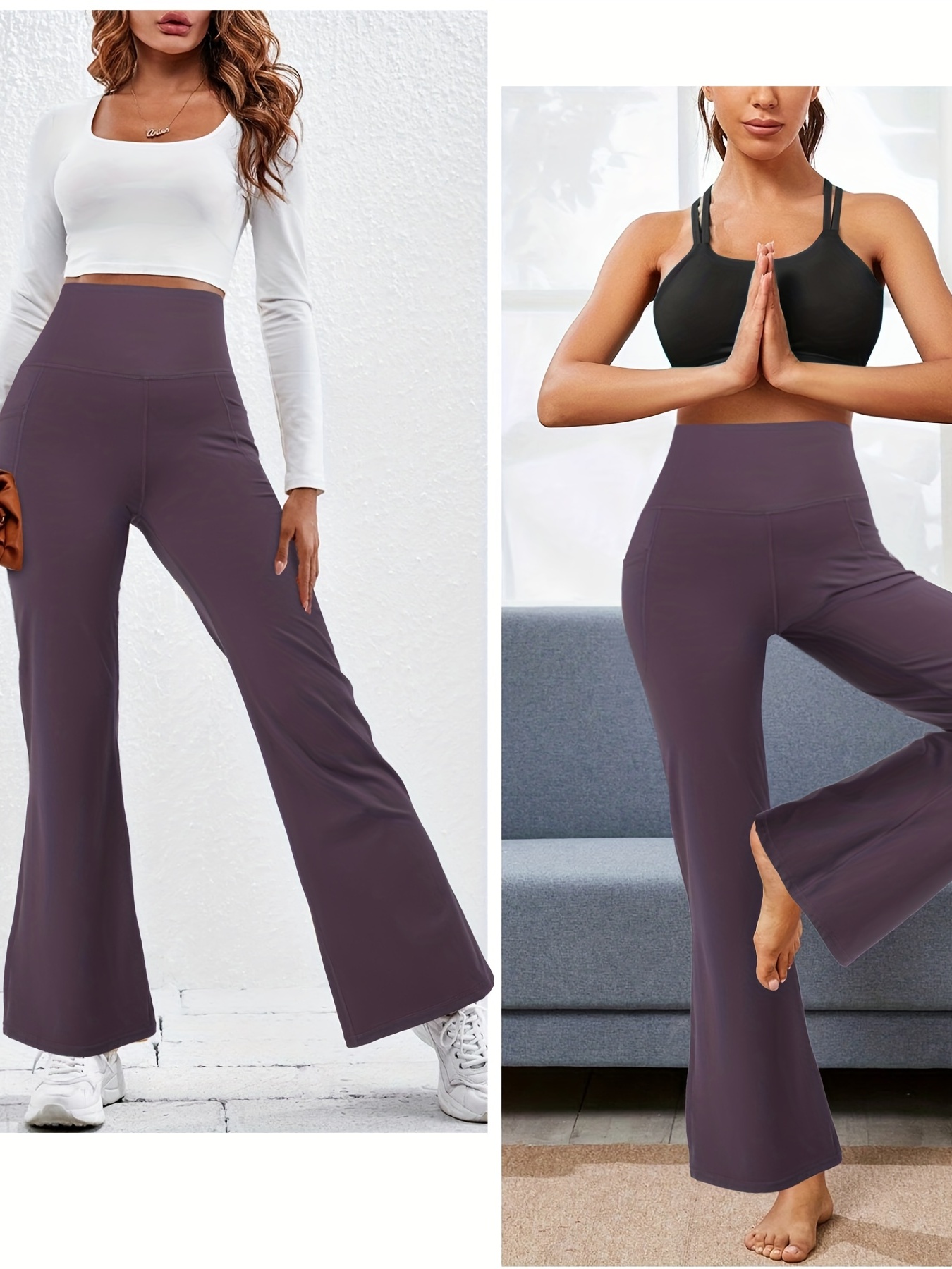 Womens Bootcut Yoga Pants Long Bootleg High Rise Flared Pants With