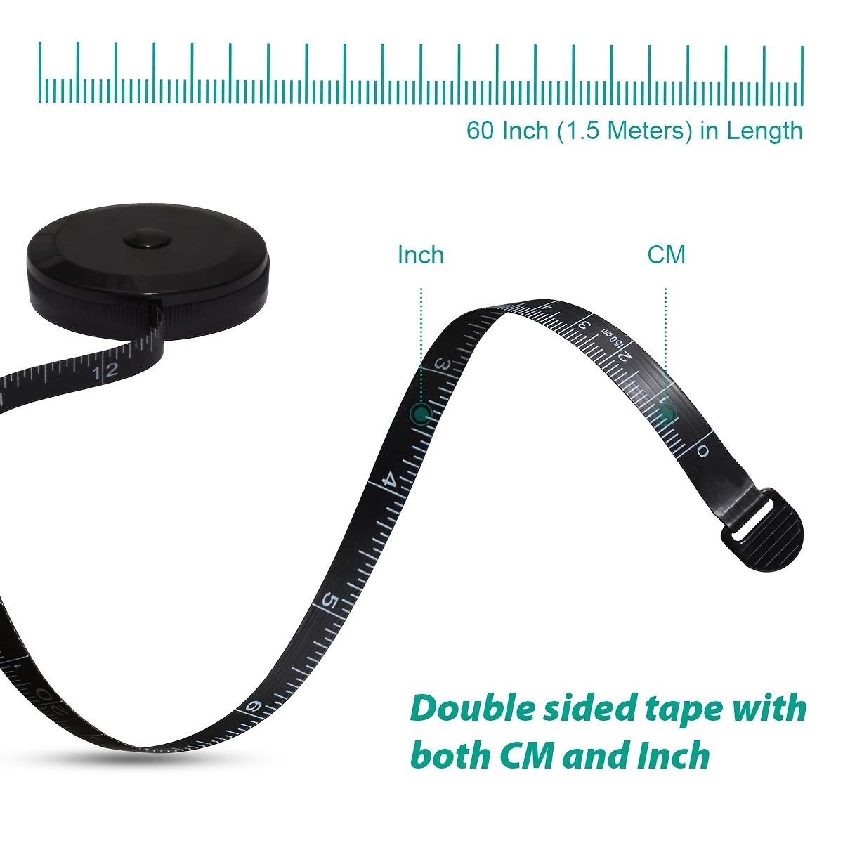 1pc 1.5m Double-sided Scale Retractable Measuring Tape For Body