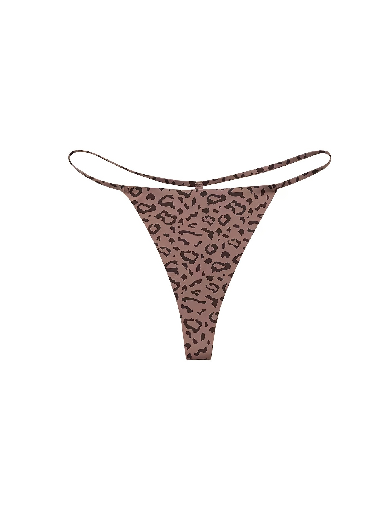 Women Low Rise G-String Thong Leopard Print Seamless T-Back Underwear