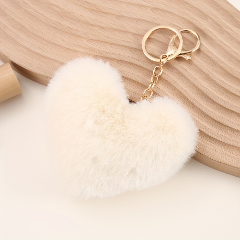 Trendy Heart Ball Pom Pom Keychain Fluffy Faux Rabbit Fur Pompom Key Chains  Women Bag Charms Trinket Accessories Keyring Llavero From Watchesshopping,  $1.04