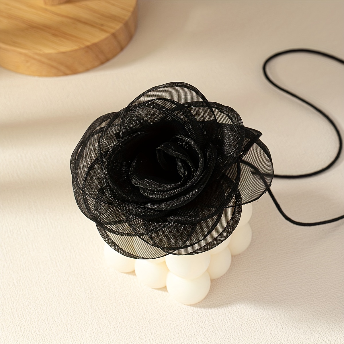 Satin Rosette Choker - Black