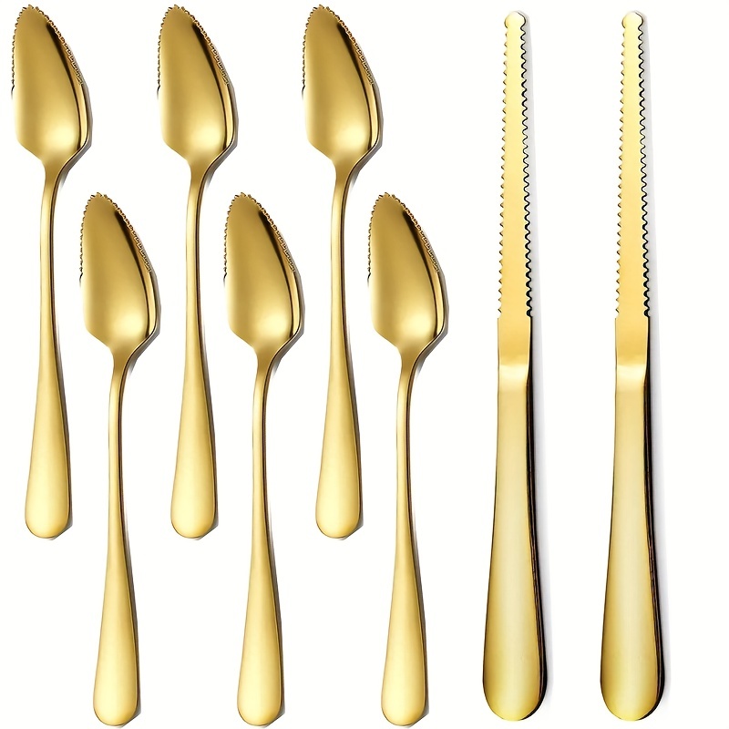 Grapefruit Spoons And Knives Set stainless Steel Grapefruit - Temu