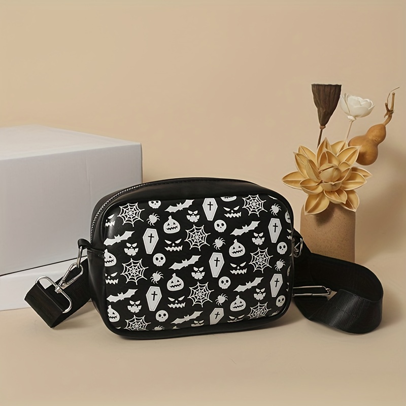 Ghost Skull Pattern Shoulder Bag Goth Zipper Crossbody Bag Halloween Purse  For Shopping - Bags & Luggage - Temu