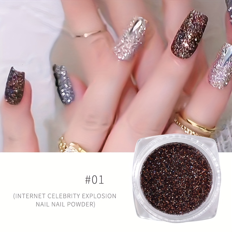 Holographic Nail Glitter, Sparkling Diamond Nail Powder Laser Silver  Reflective Extra Fine Nail Glitter Dust for Acrylic Nail Art Decorations