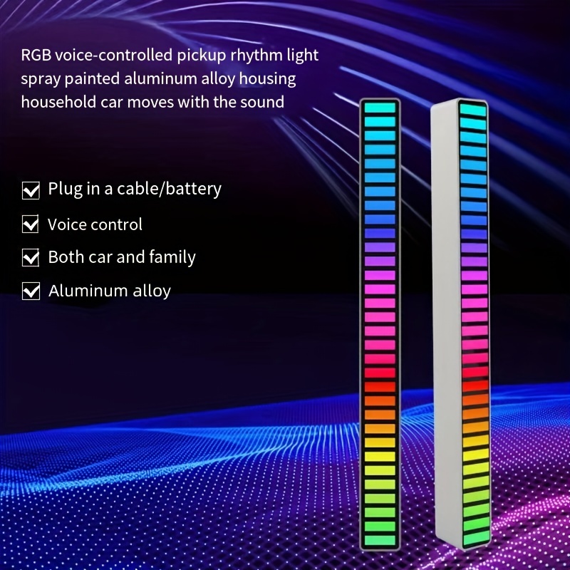 Smart RGB LED Light Bars, Indicador de Nível de Música, Luz Ambiente,  Controle de Som Colorido