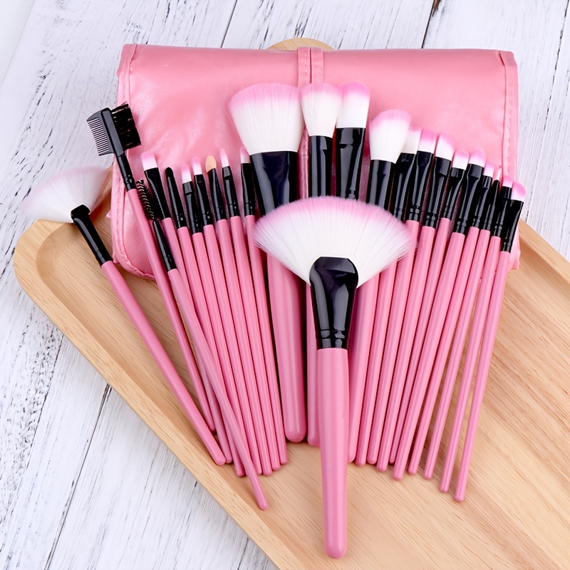 24pcs Synthetic Kabuki Foundation Brush Set with Brush Bag