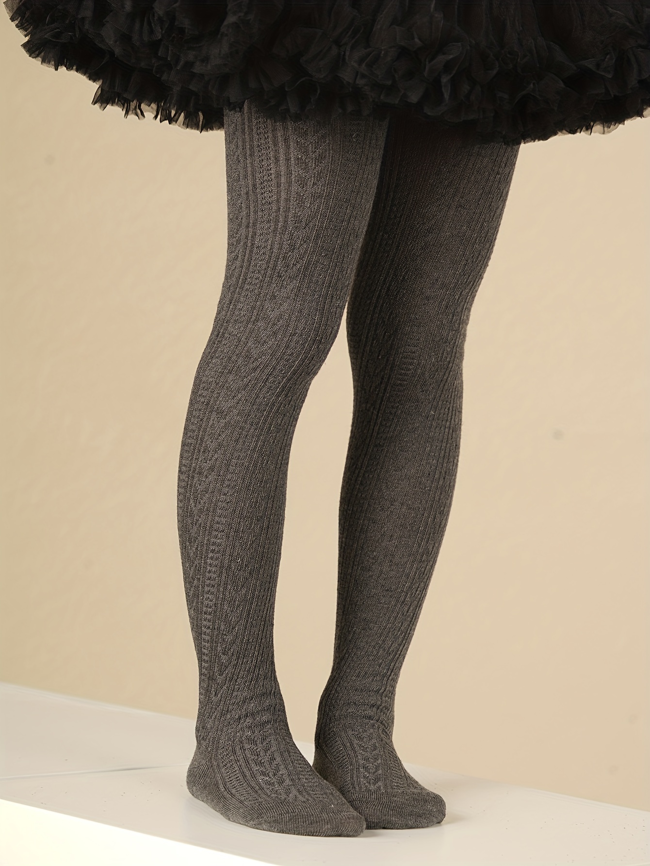 Girls Pantyhose Solid Color All Match Autumn Winter Korean Style Knitted  Tights Socks for Daily Wear 