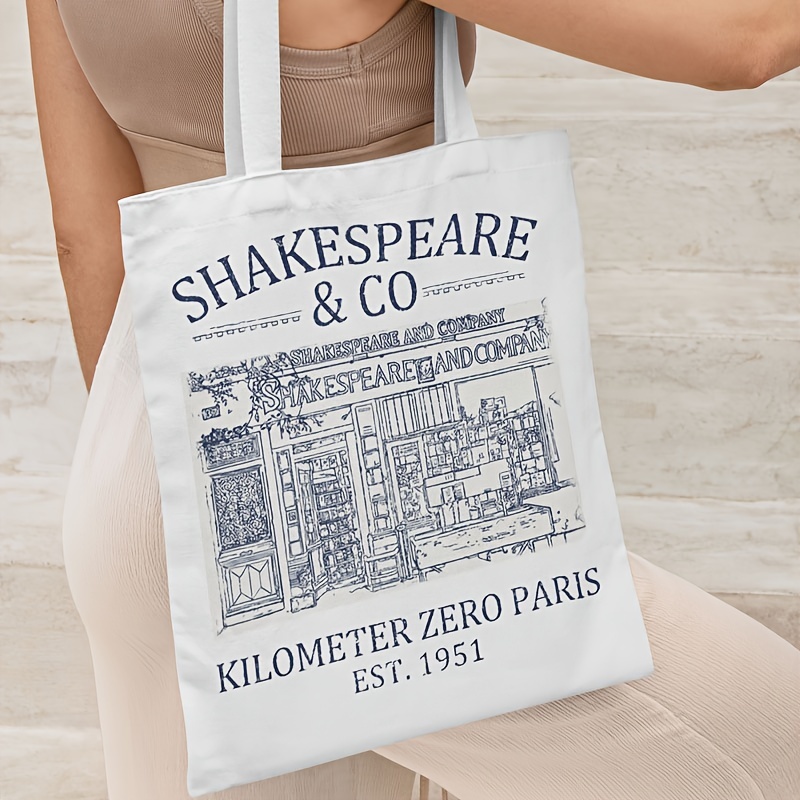 Shakespeare Print Canvas Tote Bag, Reusable Shopping Bags, Large