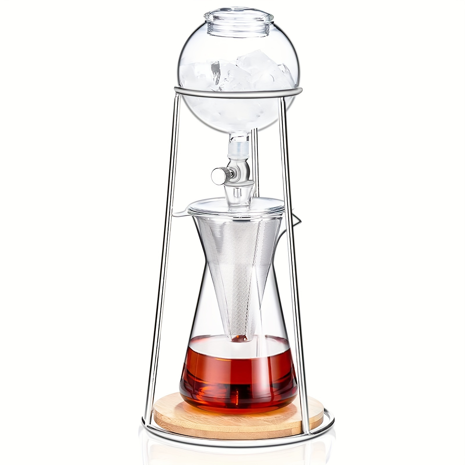 Cold Brew Coffee Maker, Iced Coffee Maker in Stainless Steel and  Borosilicate Glass, Cold Brew Drip Coffee Maker with Slow Drip Technology,  Iced Tea Maker 2-4 Cup( Cups Not Included)