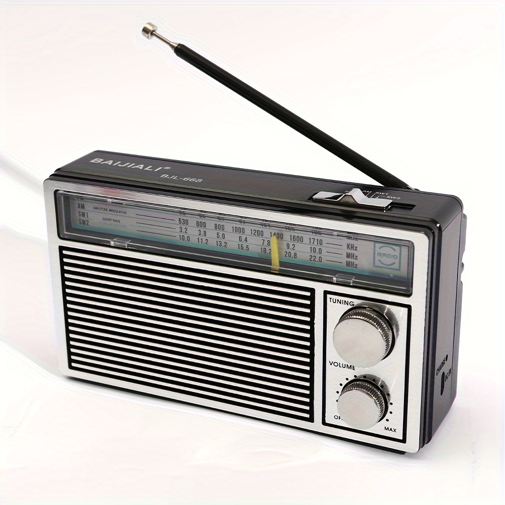 Technical Pro AM FM Radio Portable Speaker, Battery-Powered Handheld Radio  w/ Speaker Manual Tuner, Headphone Jack for