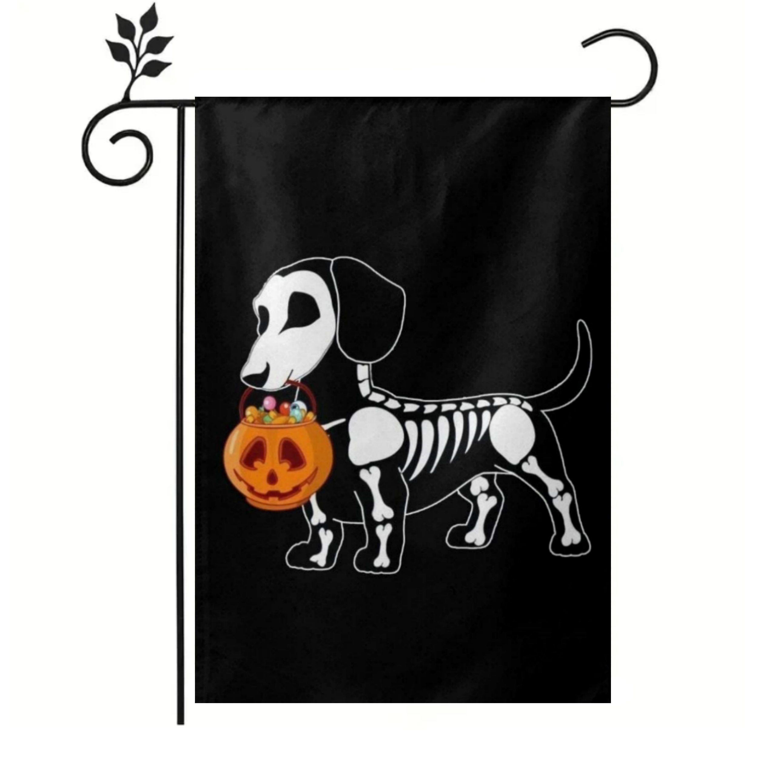 1pc fright on halloween night garden flag fall witch trick or treat spooky black dog season autumntime pumpkin house banner small yard gift small double sided burlap 12 18in halloween party gifts for families friends