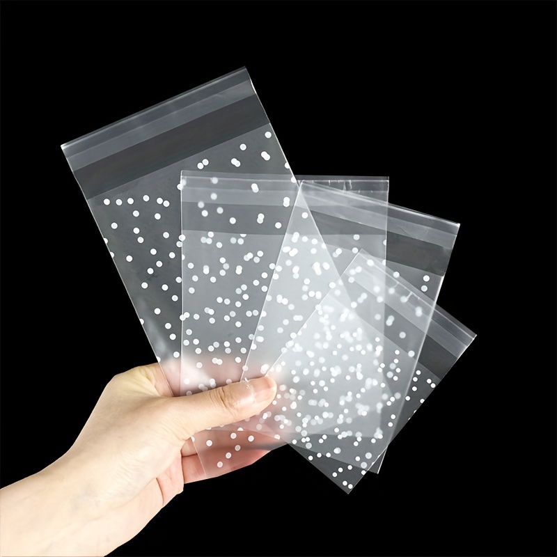 50 5 X 5 Frosted Polka Dot Print Polypropylene Sealable Bags Cookie Bags Food  Safe Adhesive Flap Seal Soap Packaging Baked Goods 