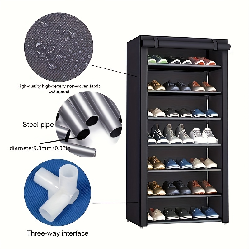 5-Tier Foldable Tall Shoe Rack Plastic Saving Shoe Shelf for