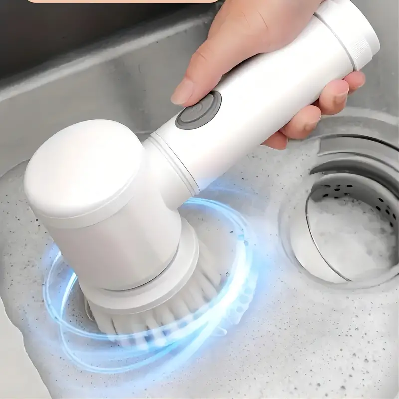 Waterproof Electric Spin Scrubber With 4 Brush Heads - Powerful Cleaning  Brush For Kitchen, Bathroom, Windows, Sinks, Dishes, Grout, And Walls -  Temu Lithuania