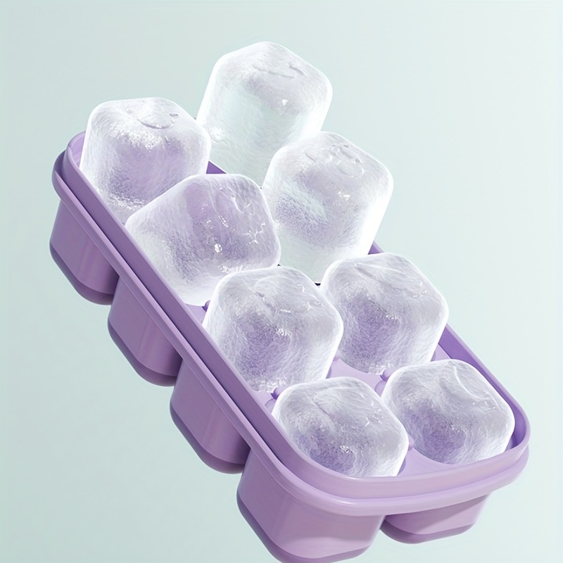 8 Grid Big Square Ice Cube Tray Mold Box Large Food Grade Silicone Bar Pub  NEW