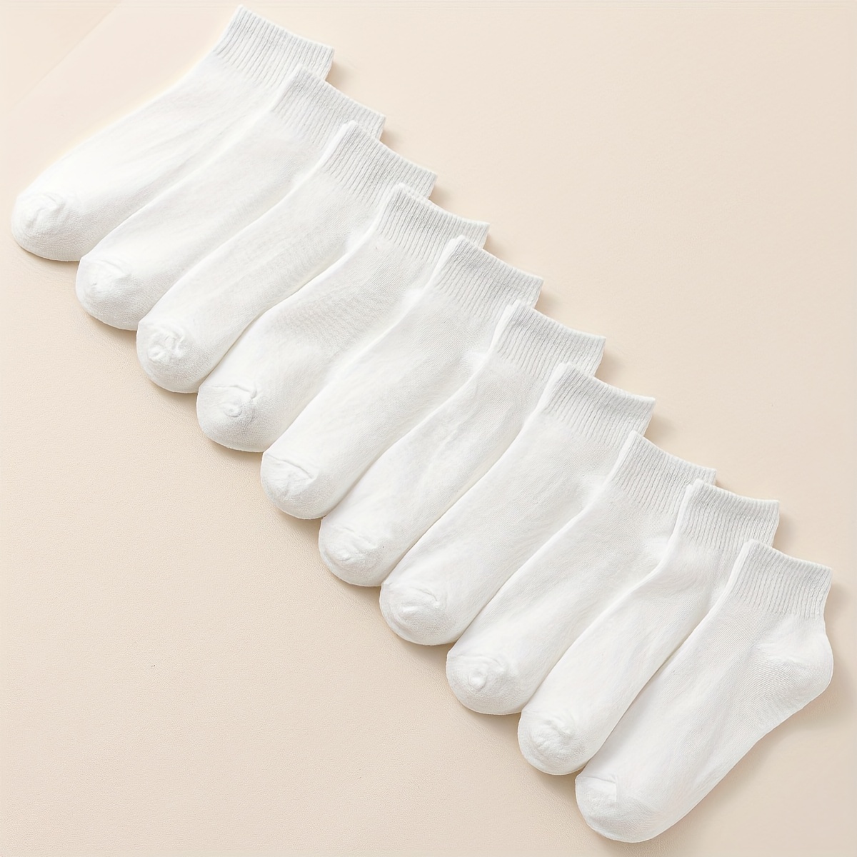 

10 Pairs Simple Solid Socks, Comfy & Breathable All-match Socks, Women's Stockings & Hosiery