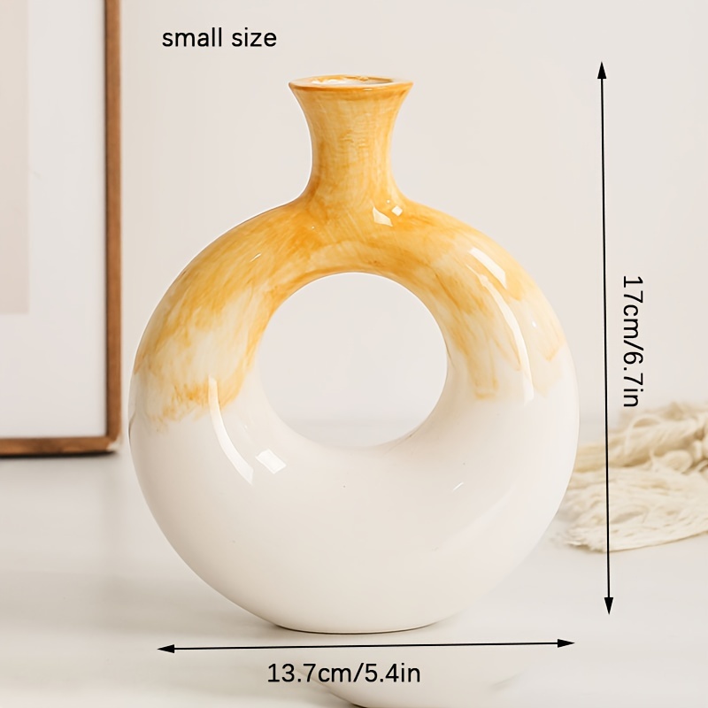 ZHJIUXING SF Vaso in Ceramica a Ciambella, vasi Decorativi Interno  Moderni,Vasi Moderni Ceramica per Moderne Decorazione Arti per Soggiorno,  vasi da