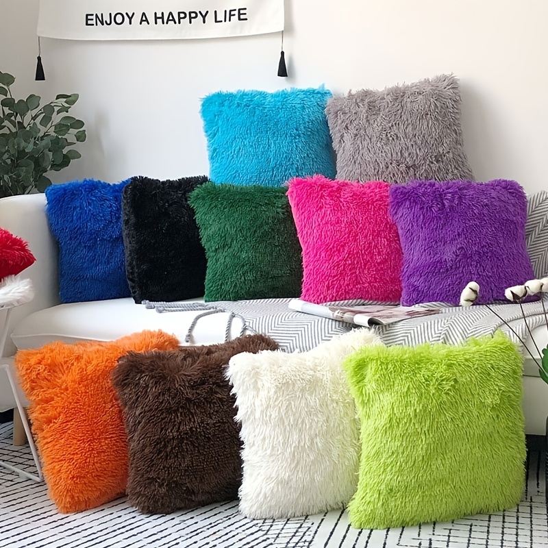 Cute And Cozy Faux Fur Throw Pillow Cover For Sofa Couch And - Temu