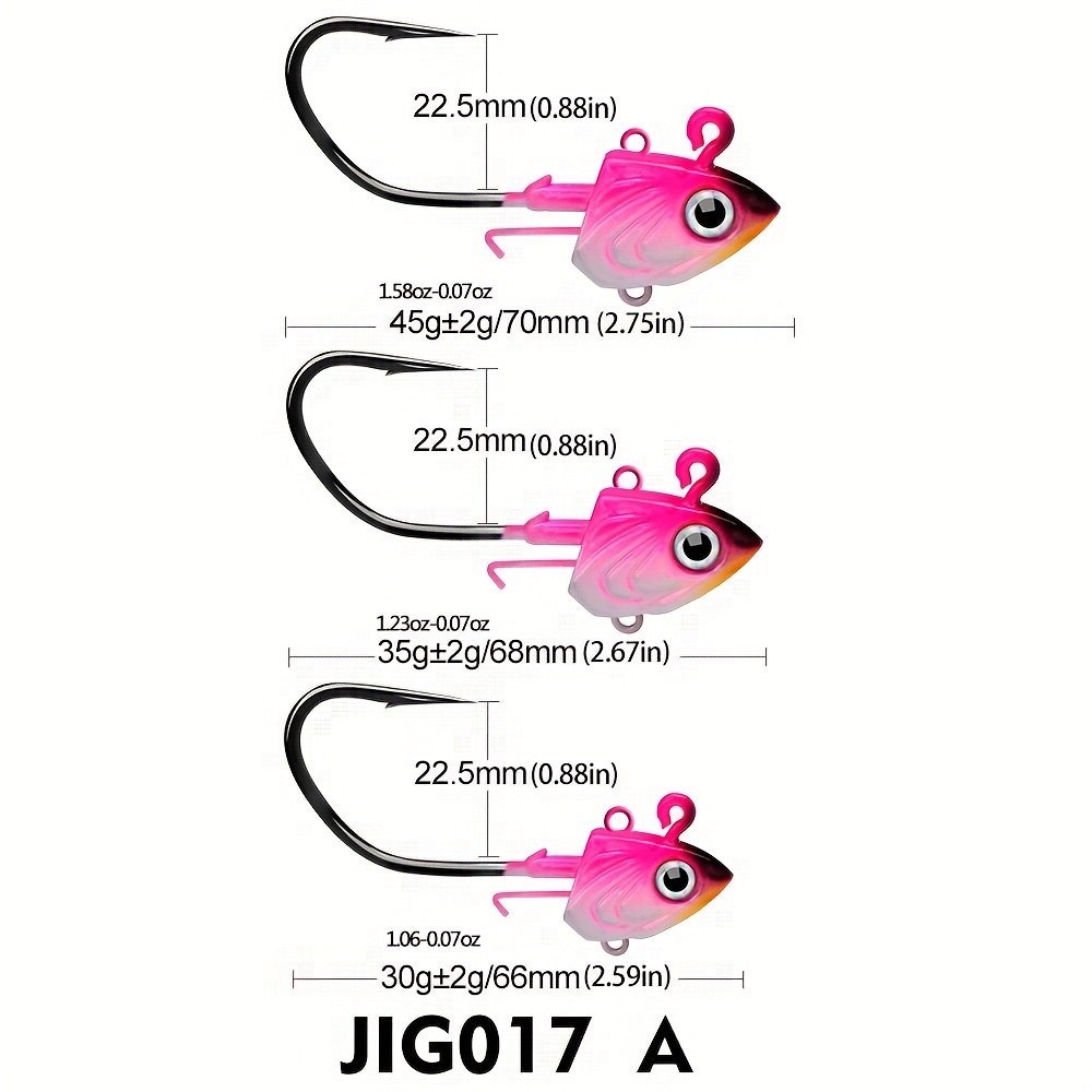 1pc Jig Head Hook 30g 35g 45g Fish Sharp Fishhooks Fishing Hooks Soft Bait  Worm Barbed Hooks Fishing Tackle Lure