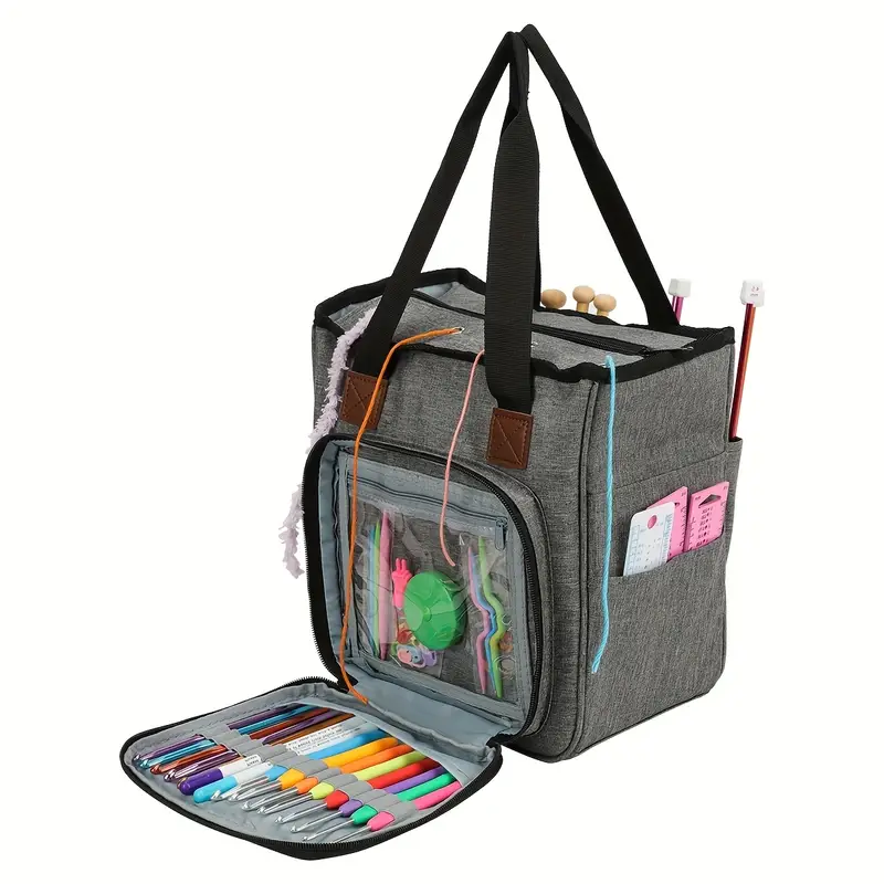 Medium Knitting Bag. Natural Organic Canvas Organizer/project Bag, Numerous  Pockets Hold All Your Supplies. Portable & Eco-friendly 