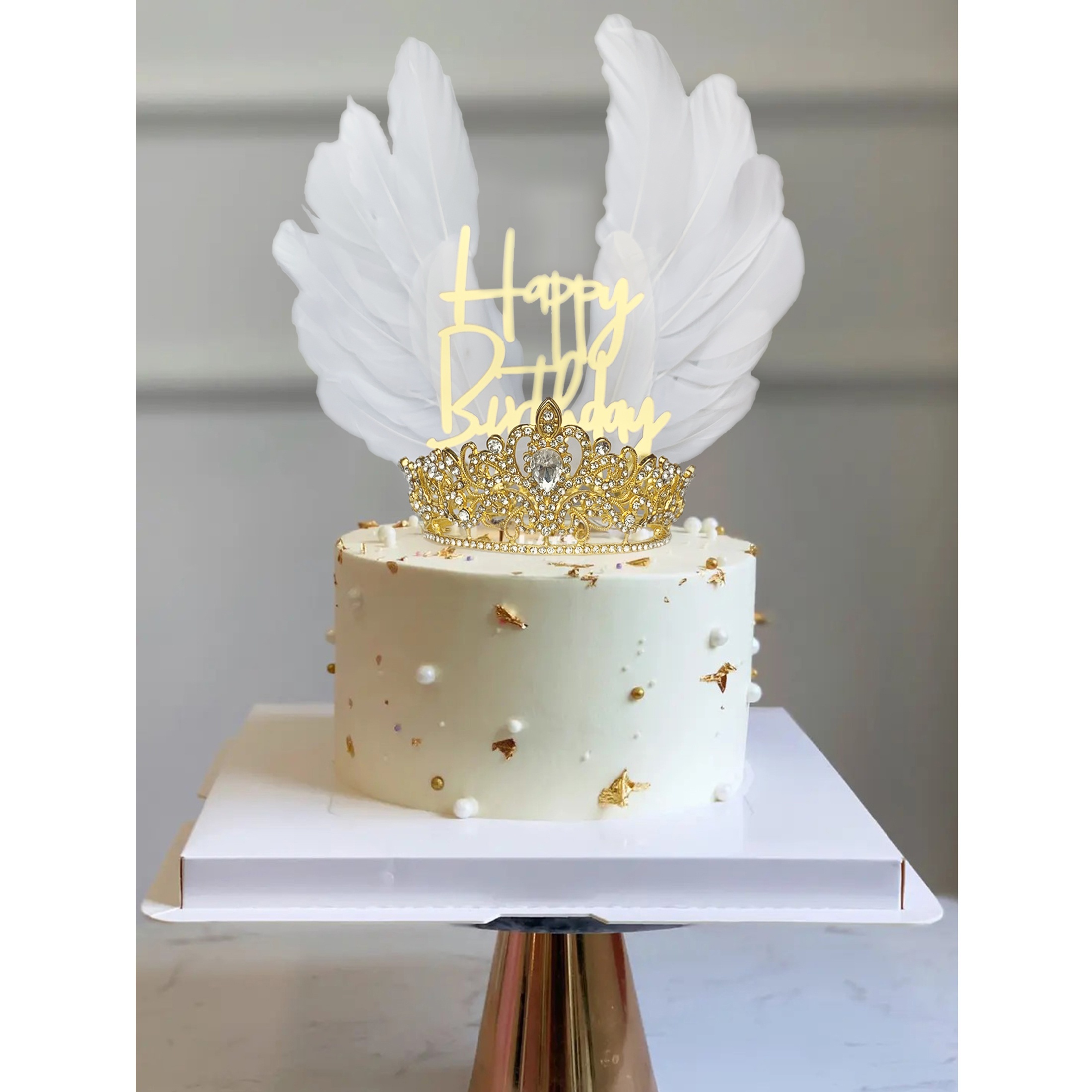 Petite couronne dorée de décoration de gâteau de mariage en strass vintage  roiprincesse couronne de perles pour fête d'anniversaire Accessoire de