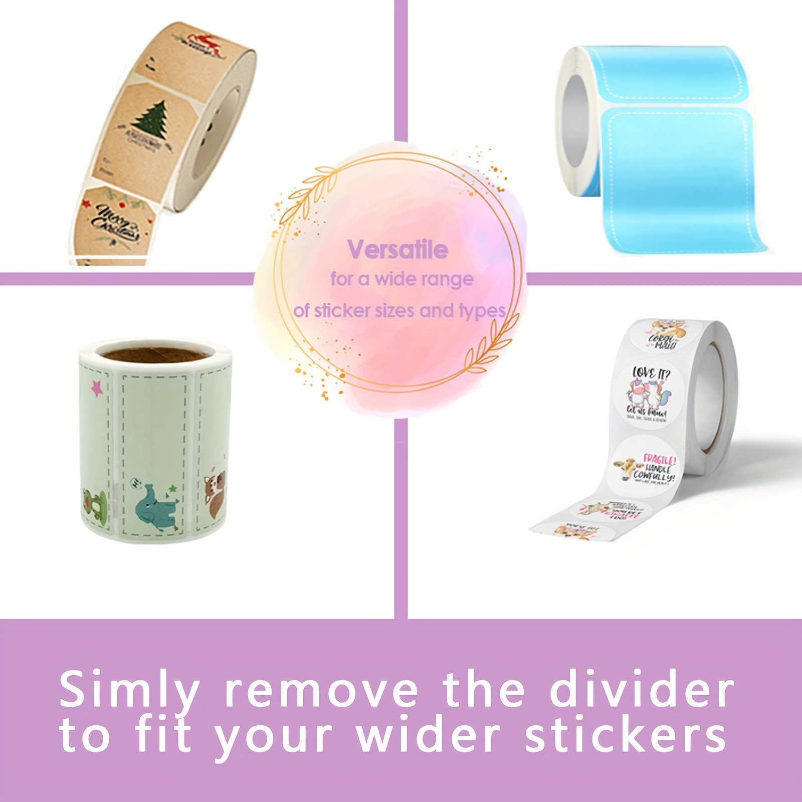 Sticker Roll Holder 2 Roll Label Organizer Dispenser Rack Adjustable Divider