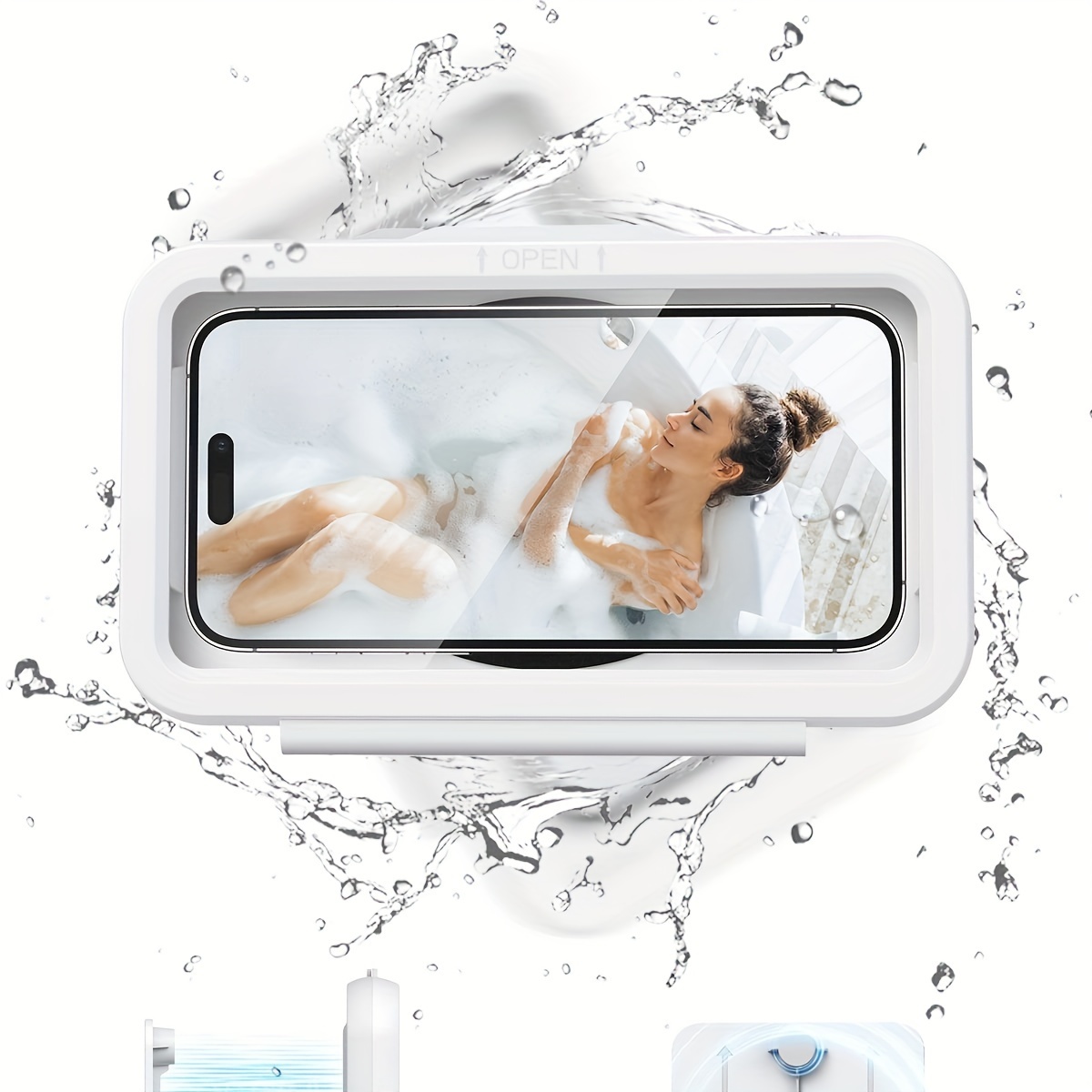 ABHILWY Shower Phone Holder Waterproof Wall Mount, Bathroom Case Mounted  Shelf Stand Suction Cup, Adhesive Touchable Phone Cradle with Glass Mirror  Anti-Fog Screen for Bathtub Kitchen White - Yahoo Shopping