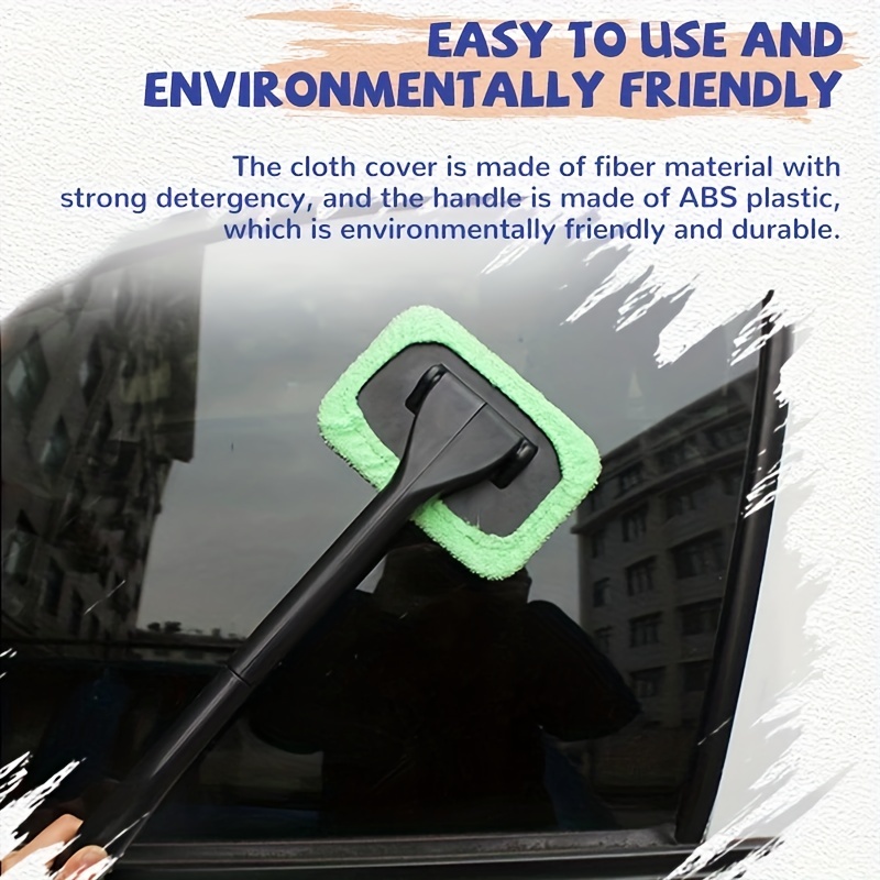 2pcs Car Window Cleaner Brush Kit Inside Interior Auto Glass Wiper Long Handle