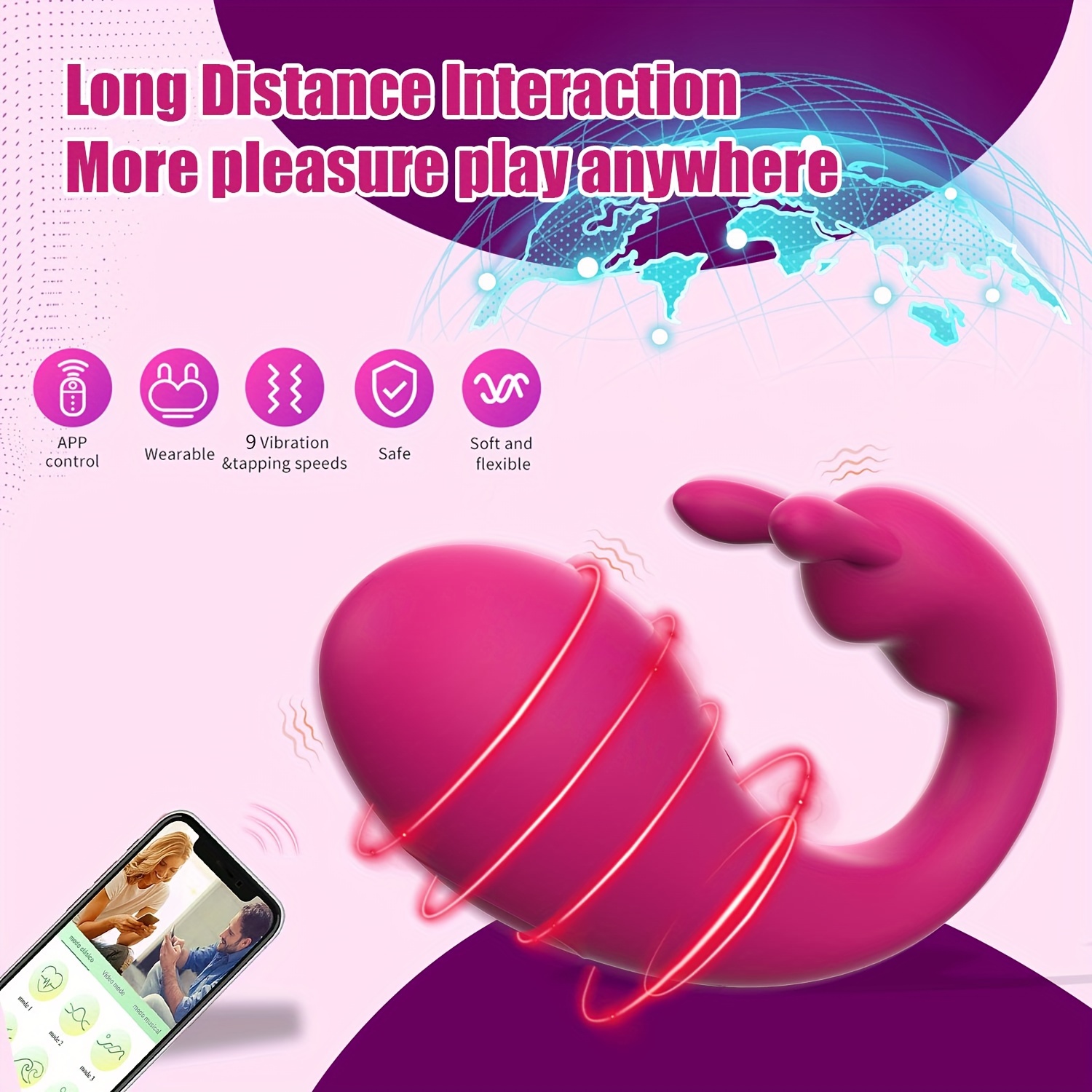 1pc Vibrador Punto G Vibrador Pareja Control Remoto App - Temu