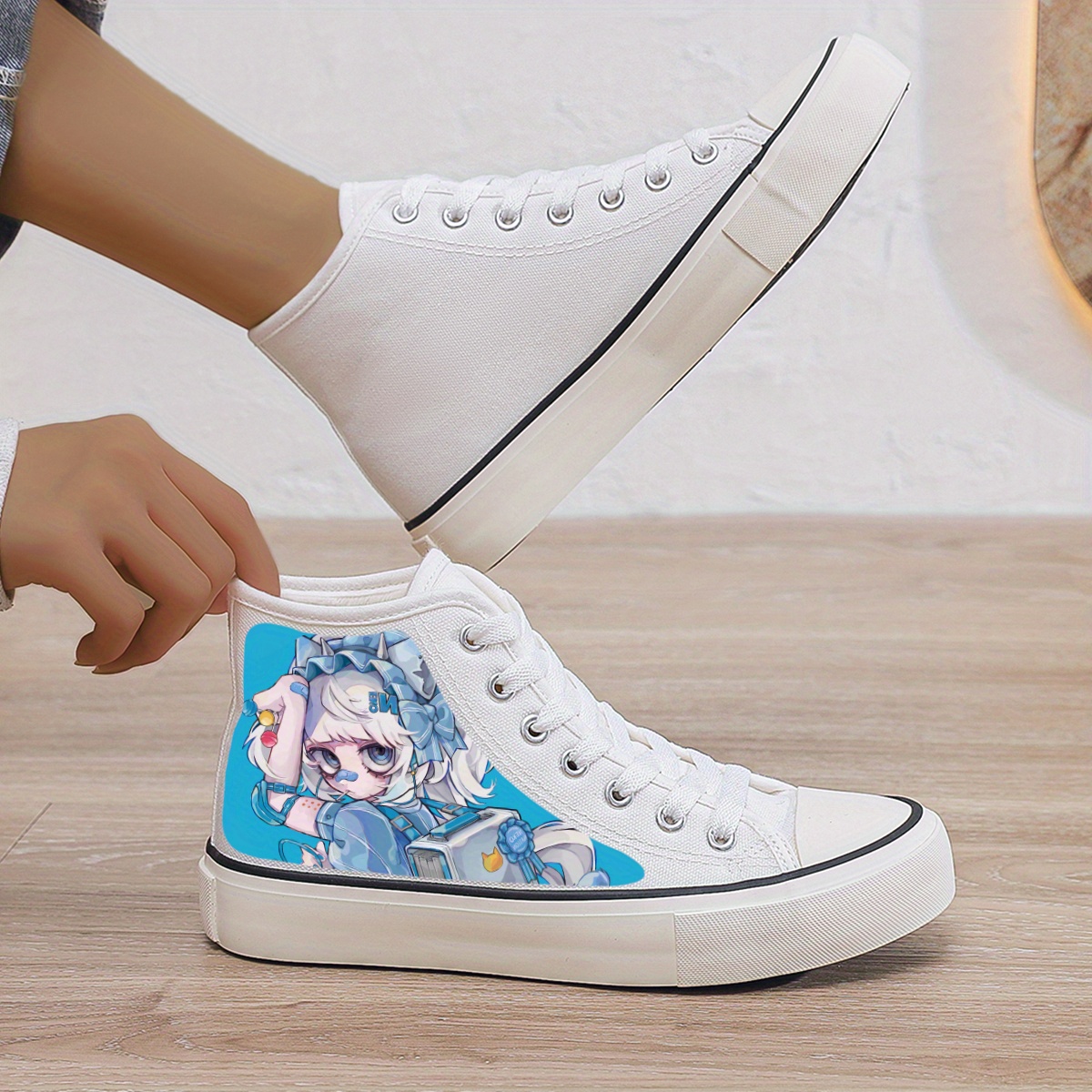 Anime Print Plush Lined Thermal Chunky Canvas Sneakers