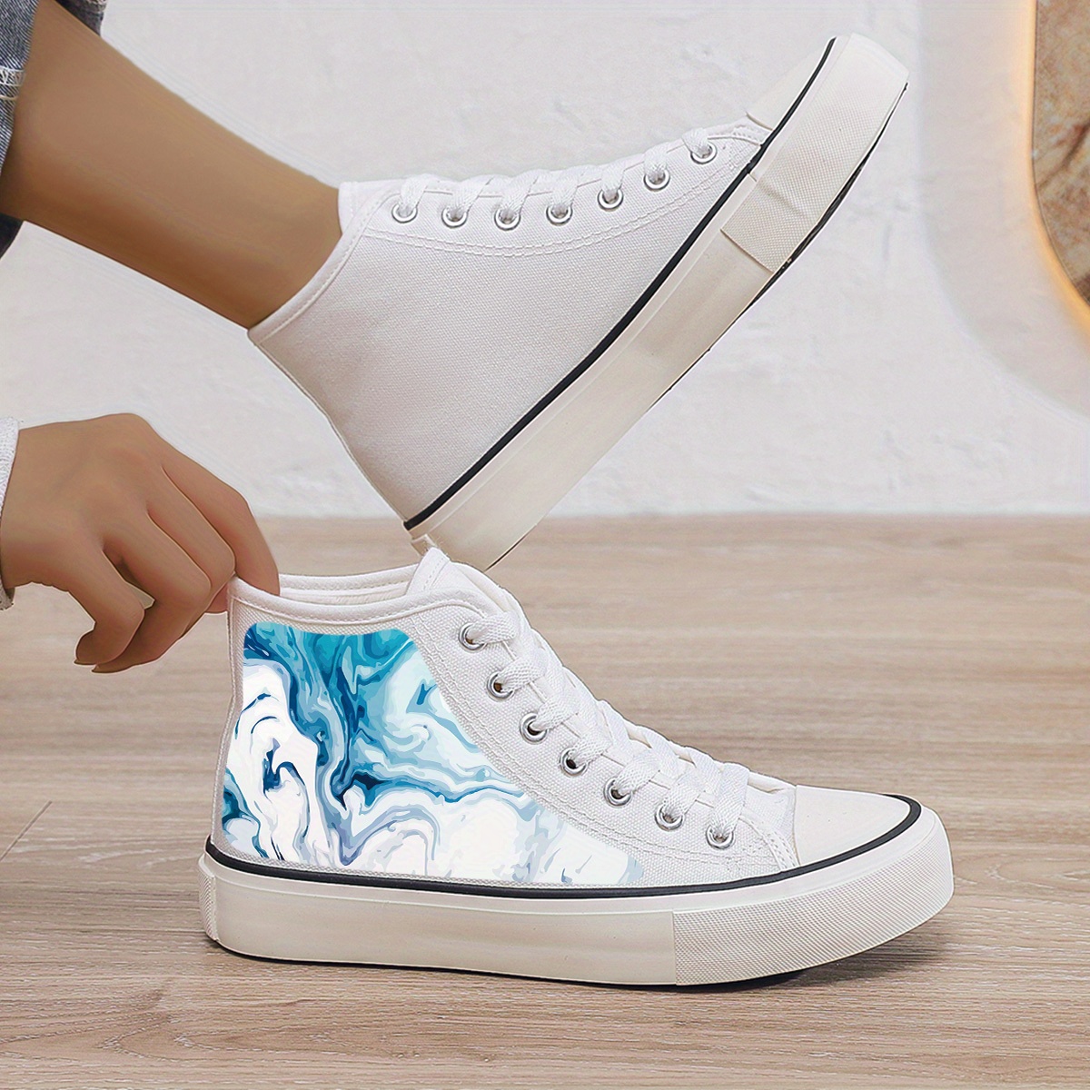 Plush Lined Chunky Canvas Sneakers Flat Fall Winter Warm Non Slip Shoes