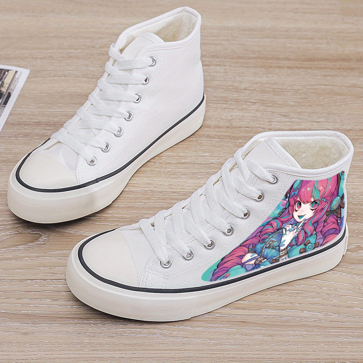 Anime Girl Plush Lined Chunky Canvas Sneakers