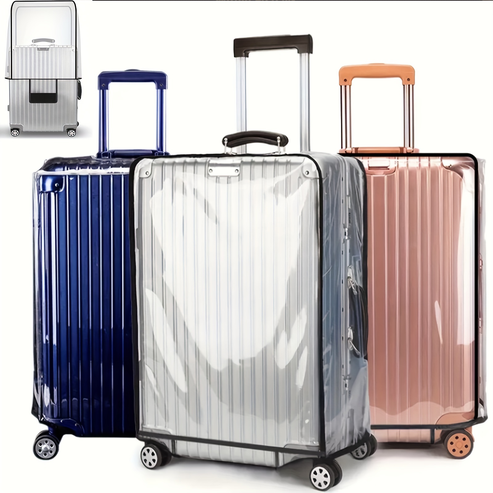 Funda de PVC transparente para maleta, cubierta de equipaje transparente,  impermeable, diseñada para maletas rígidas con ruedas, Transparente