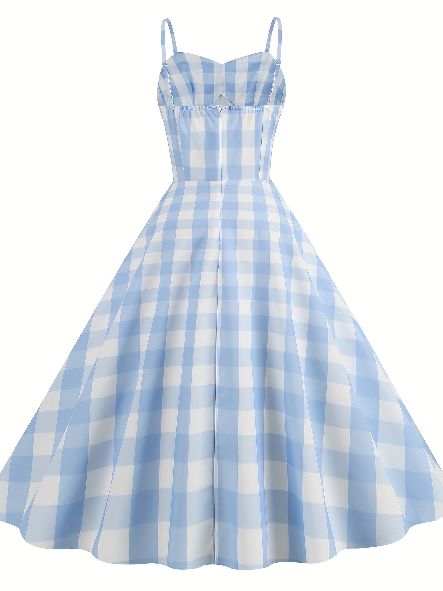 Blue plaid spaghetti strap on sale dress