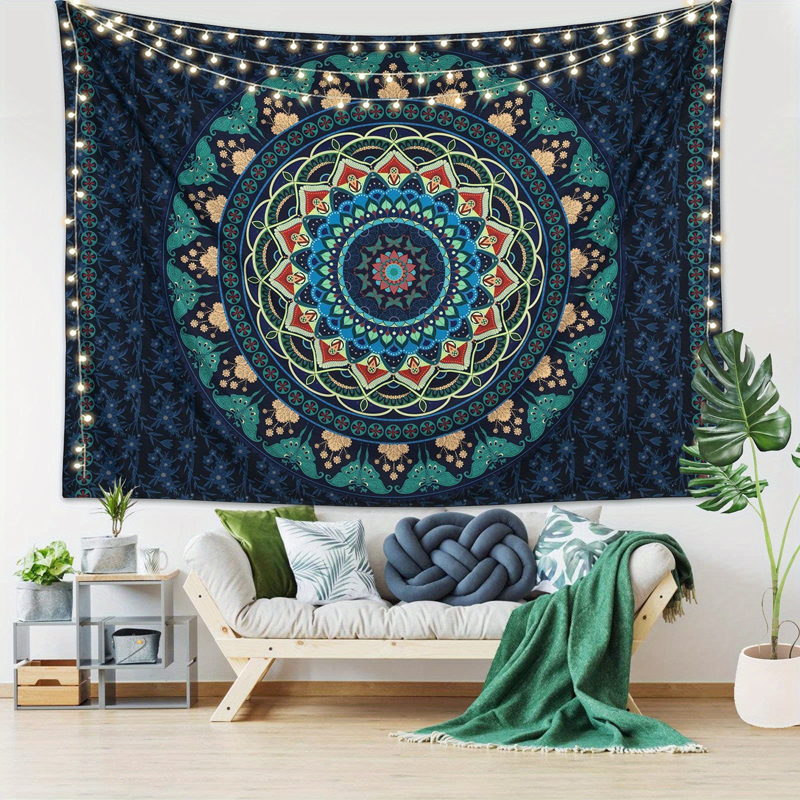 

1pc, Boho Mandala Tapestry Aesthetic Wall Hanging Psychedelic Hippie Butterfly Tapestries Vintage Wall Art Home Decor For Bedroom Living Room Dorm Classroom Office Decor Wall Art Decor Gift (green)