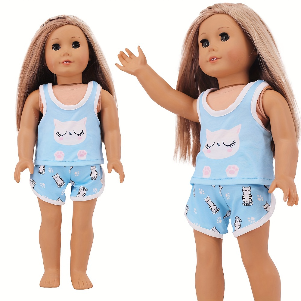 20cm /8 Doll Plush Doll's Clothes Animal one-Piece Garment Suit Pajamas  Toys Dolls Accessories (Shark)