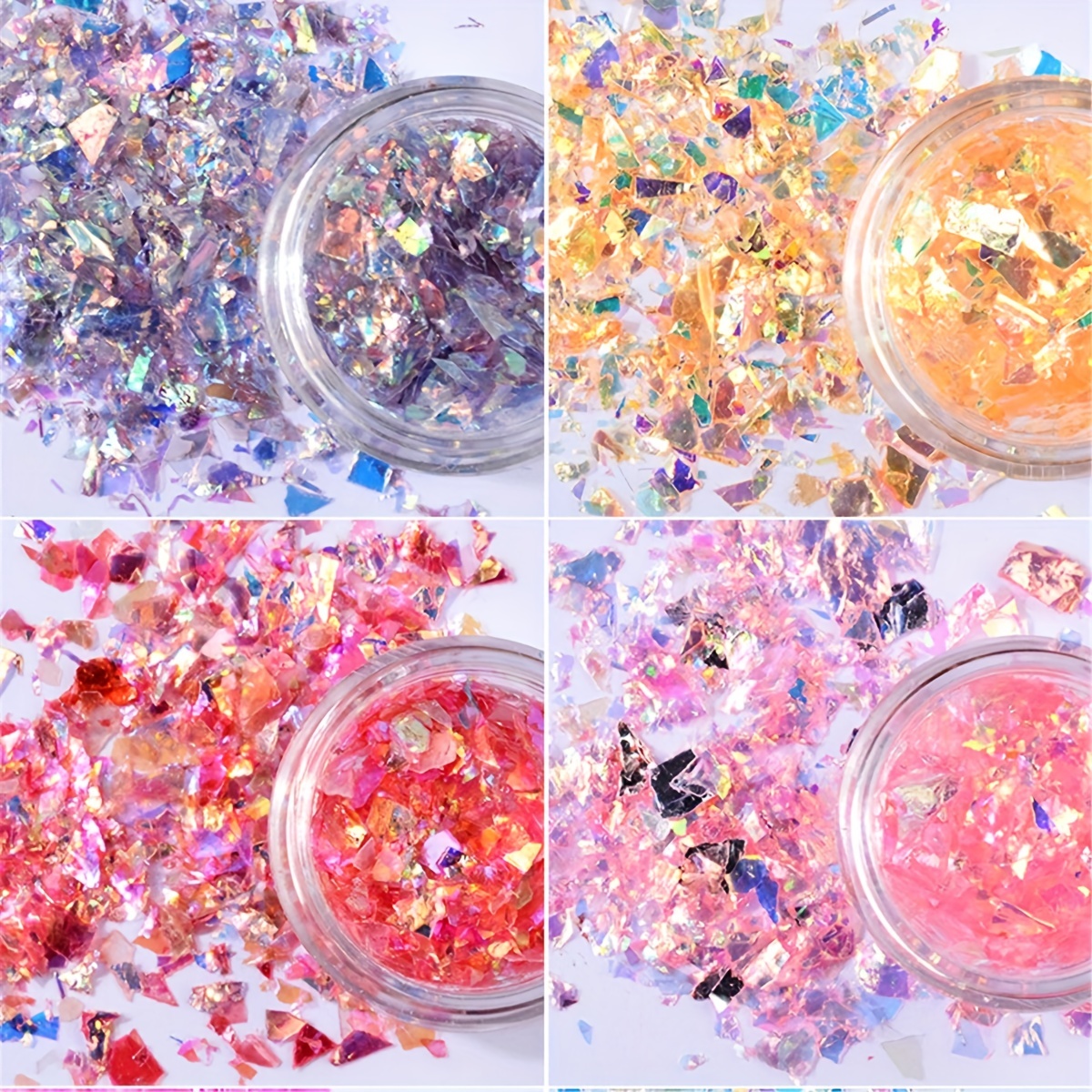 6Colors/Box Nail Art Mermaid Glitter Sequins Chunky Nail Glitter Sequins  Sparkly Flakes Holographic Glitter Slices For Nails