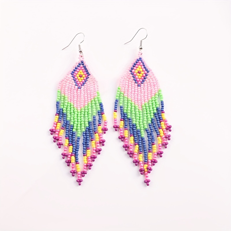 Purple deals beaded earrings